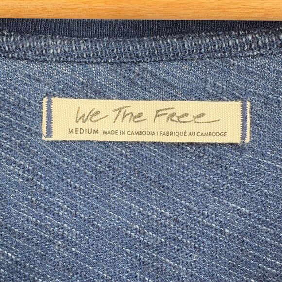 Free People Harvey Muscle Indigo Combo Sleeveless Top, Sz Med, Boho Oversized - Picture 7 of 9